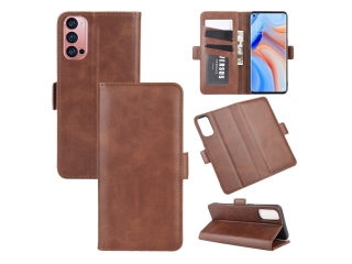 Oppo Find X3 Lite Leder Hülle Karten Ledertasche mokka