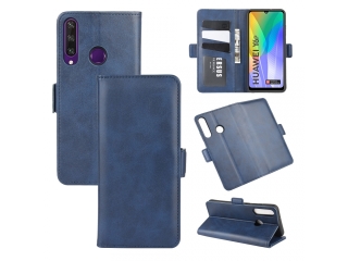 Huawei Y6p Leder Hülle Karten Ledertasche dunkelblau