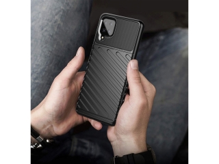 Samsung Galaxy A12 SpaceCase Stripes Impact-Resistant Hülle schwarz