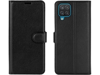 Samsung Galaxy A12 Lederhülle Portemonnaie Karten Etui schwarz