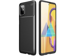 Samsung Galaxy M51 Carbon Design Hülle TPU Case flexibel schwarz