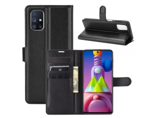 Samsung Galaxy M51 Lederhülle Portemonnaie Karten Etui schwarz