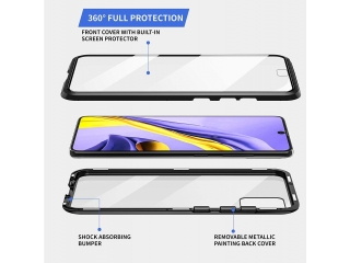 Samsung Galaxy M51 Alu Magnetic Glass Case Panzerglas Vorne & Hinten schwarz