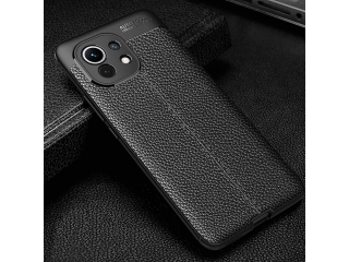 Xiaomi Mi 11 Leder Design Gummi Hülle TPU Cover schwarz