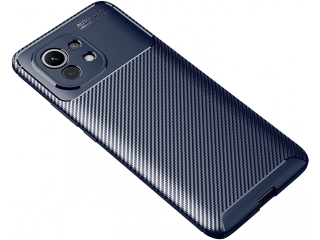 Xiaomi Mi 11 Carbon Design Hülle TPU Case flexibel blau