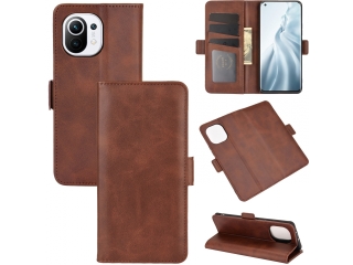 Xiaomi Mi 11 Leder Hülle Karten Ledertasche braun