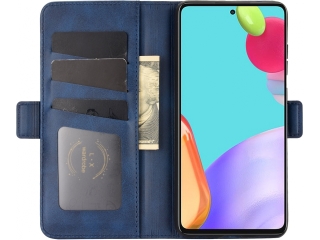 Samsung Galaxy A52 Leder Hülle Karten Ledertasche dunkelblau