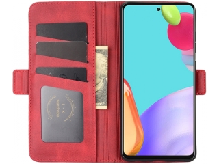 Samsung Galaxy A52 Leder Hülle Karten Ledertasche rot