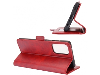 Samsung Galaxy A52 Leder Hülle Karten Ledertasche rot