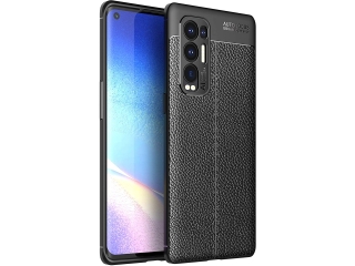 Oppo Find X3 Neo Leder Design Gummi Hülle TPU Cover schwarz