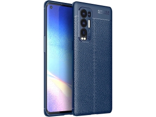 Oppo Find X3 Neo Leder Design Gummi Hülle TPU Cover blau