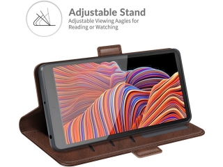 Samsung Galaxy XCover 5 Leder Hülle Karten Ledertasche mokka