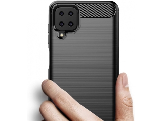 Samsung Galaxy A12 Carbon Gummi Hülle TPU Case schwarz