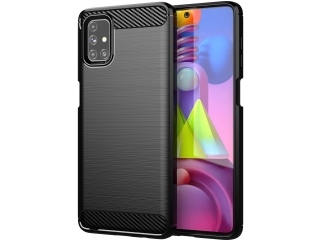 Samsung Galaxy M51 Carbon Gummi Hülle TPU Case schwarz