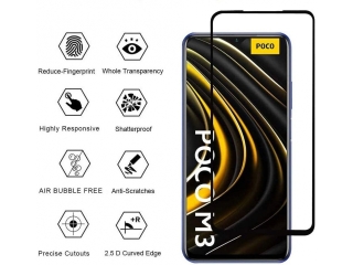 Xiaomi Poco M3 100% Vollbild Panzerglas Schutzfolie 2.5D 9H