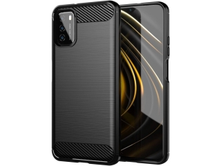 Xiaomi Poco M3 Carbon Gummi Hülle TPU Case schwarz