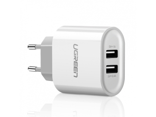 UGREEN Dual USB Ladegerät für alle Smartphones und Handys weiss