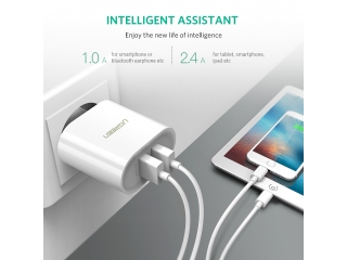 UGREEN Dual USB Ladegerät für alle Smartphones und Handys weiss