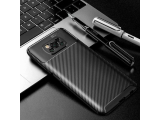 Xiaomi Poco X3 Pro Carbon Design Hülle TPU Case flexibel schwarz
