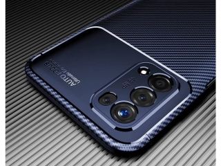 Oppo A74 5G Carbon Design Hülle TPU Case flexibel blau