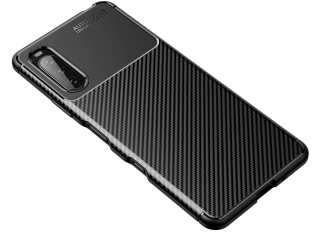 Sony Xperia 10 III Carbon Design Hülle TPU Case flexibel schwarz