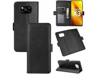 Xiaomi Poco X3 Pro Leder Hülle Karten Ledertasche schwarz