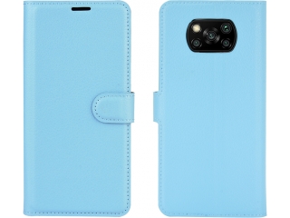 Xiaomi Poco X3 Pro Lederhülle Portemonnaie Karten Etui hellblau