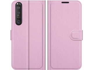 Sony Xperia 1 III Lederhülle Portemonnaie Karten Etui rosa