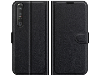 Sony Xperia 1 III Lederhülle Portemonnaie Karten Etui schwarz