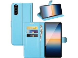 Sony Xperia 10 III Lederhülle Portemonnaie Karten Etui hellblau