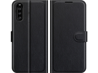 Sony Xperia 10 III Lederhülle Portemonnaie Karten Etui schwarz