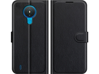Nokia 1.4 Lederhülle Portemonnaie Karten Etui schwarz