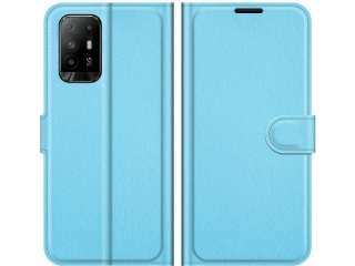 Oppo A94 5G Lederhülle Portemonnaie Karten Etui hellblau