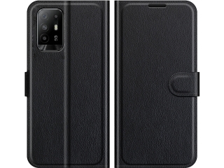 Oppo A94 5G Lederhülle Portemonnaie Karten Etui schwarz