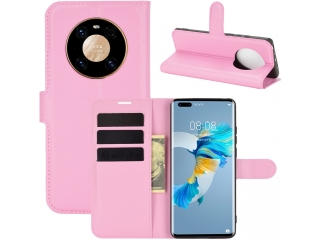 Huawei Mate 40 Pro Lederhülle Portemonnaie Karten Etui rosa