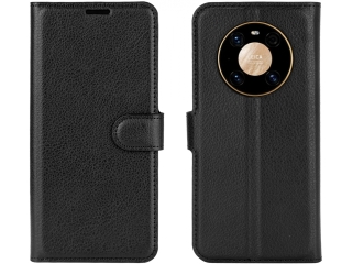 Huawei Mate 40 Pro Lederhülle Portemonnaie Karten Etui schwarz
