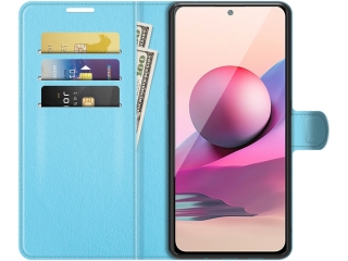 Xiaomi Redmi Note 10 4G Lederhülle Portemonnaie Karten Etui hellblau