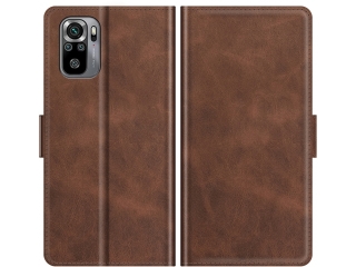 Xiaomi Redmi Note 10 4G Leder Hülle Karten Ledertasche mokka