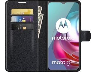 Motorola Moto G30 Lederhülle Portemonnaie Karten Etui schwarz