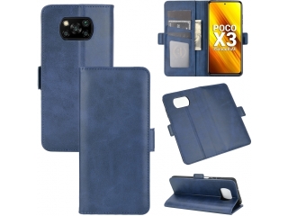 Xiaomi Poco X3 Pro Leder Hülle Karten Ledertasche dunkelblau