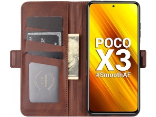 Xiaomi Poco X3 Pro Leder Hülle Karten Ledertasche mokka