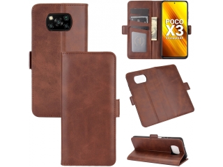Xiaomi Poco X3 Pro Leder Hülle Karten Ledertasche mokka