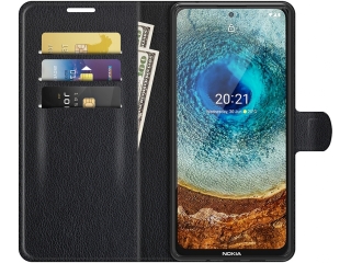 Nokia X20 Lederhülle Portemonnaie Karten Etui schwarz