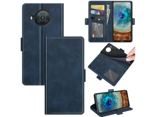 Nokia X20 Leder Hülle Karten Ledertasche dunkelblau