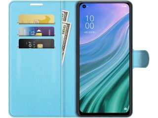 Oppo A74 5G Lederhülle Portemonnaie Karten Etui hellblau