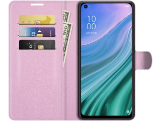 Oppo A74 5G Lederhülle Portemonnaie Karten Etui rosa