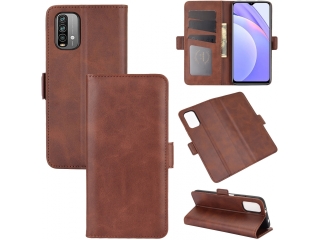 Xiaomi Redmi 9T Leder Hülle Karten Ledertasche mokka