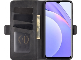 Xiaomi Redmi 9T Leder Hülle Karten Ledertasche schwarz