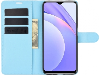 Xiaomi Redmi 9T Lederhülle Portemonnaie Karten Etui hellblau