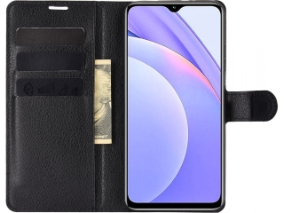 Xiaomi Redmi 9T Lederhülle Portemonnaie Karten Etui schwarz